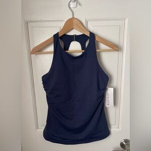 Athleta Women's Dark Blue Maldives Tankini Built In Cups 34 B/C